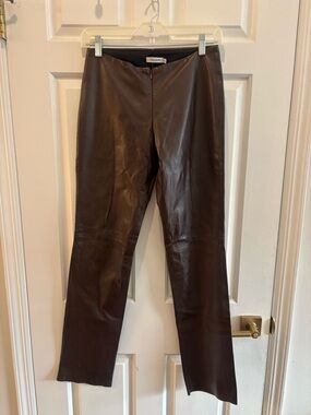 Genuine Leather Brown Low Rise Pants